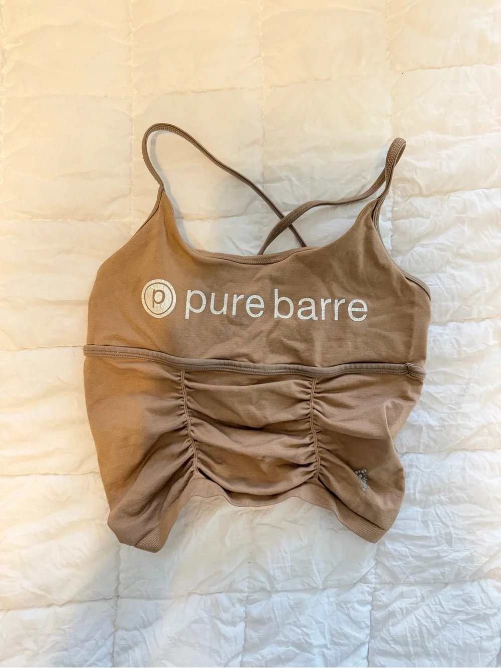 Free People Pure Barre Ruched Strappy Tank - Camel Brown